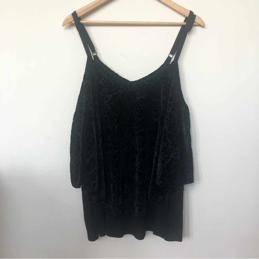 Torrid Velvet Burnout Style Floral Print Tiered Flowy Tank Top Size 2X